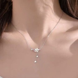 cherry blossom sterling silver charm necklace